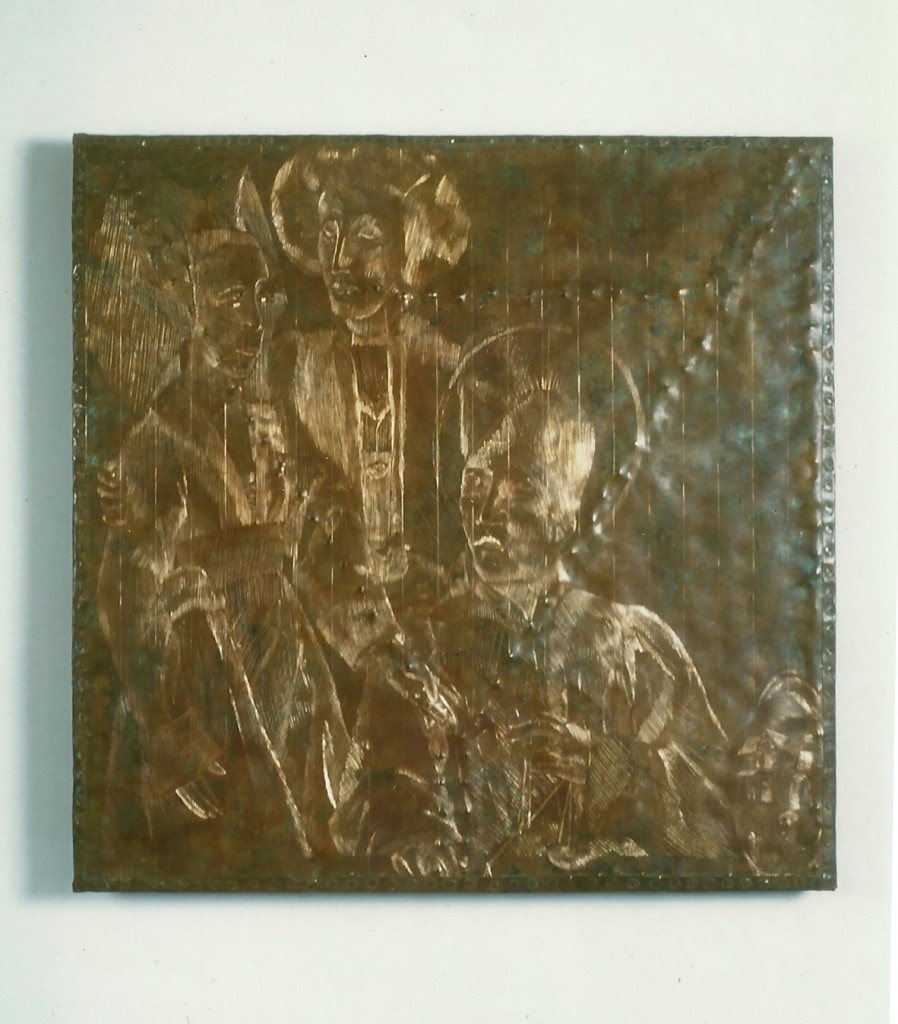 Bronze over Wood, Copper, Patina, Etching42" x 42" x 3"