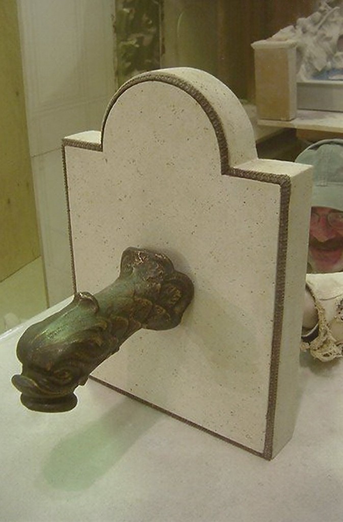 Kansas Limestone, Cast Bronze, Antique Faucet