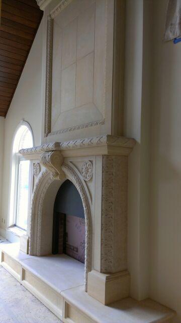 Karlsson Fireplace Mankato Limestone Design by Erik Karlsson Details carved by Dale Johnson 14' x 9' x 2'